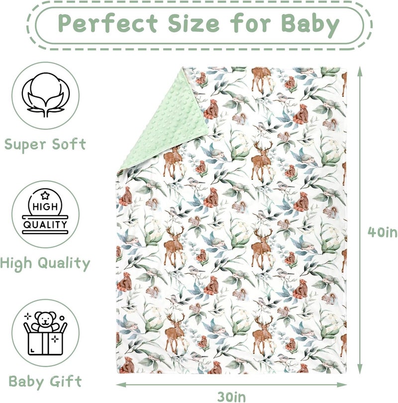 TANOFAR Baby Blankets for Unisex Boys Girls, Ultra Soft Minky Blanket with Double Layer Dotted, Breathable and Lightweight Receiving Blanket for Newborns, 30x40 Inches, Woodland Animal - Image 3